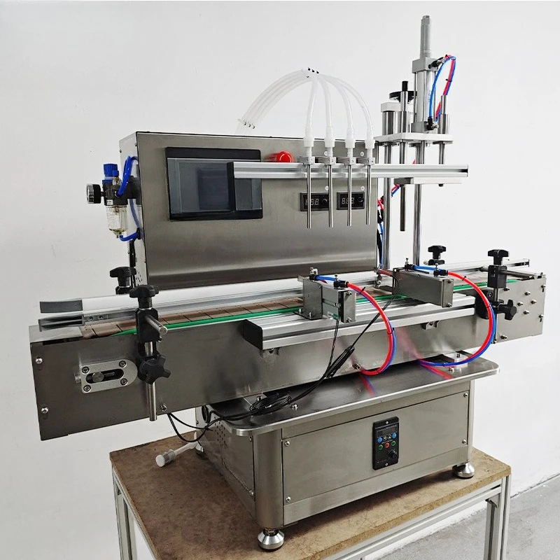 Fully automatic desktop four-head peristaltic pump, juice detergent, olive oil beer liquid filling,suitable for small businesses