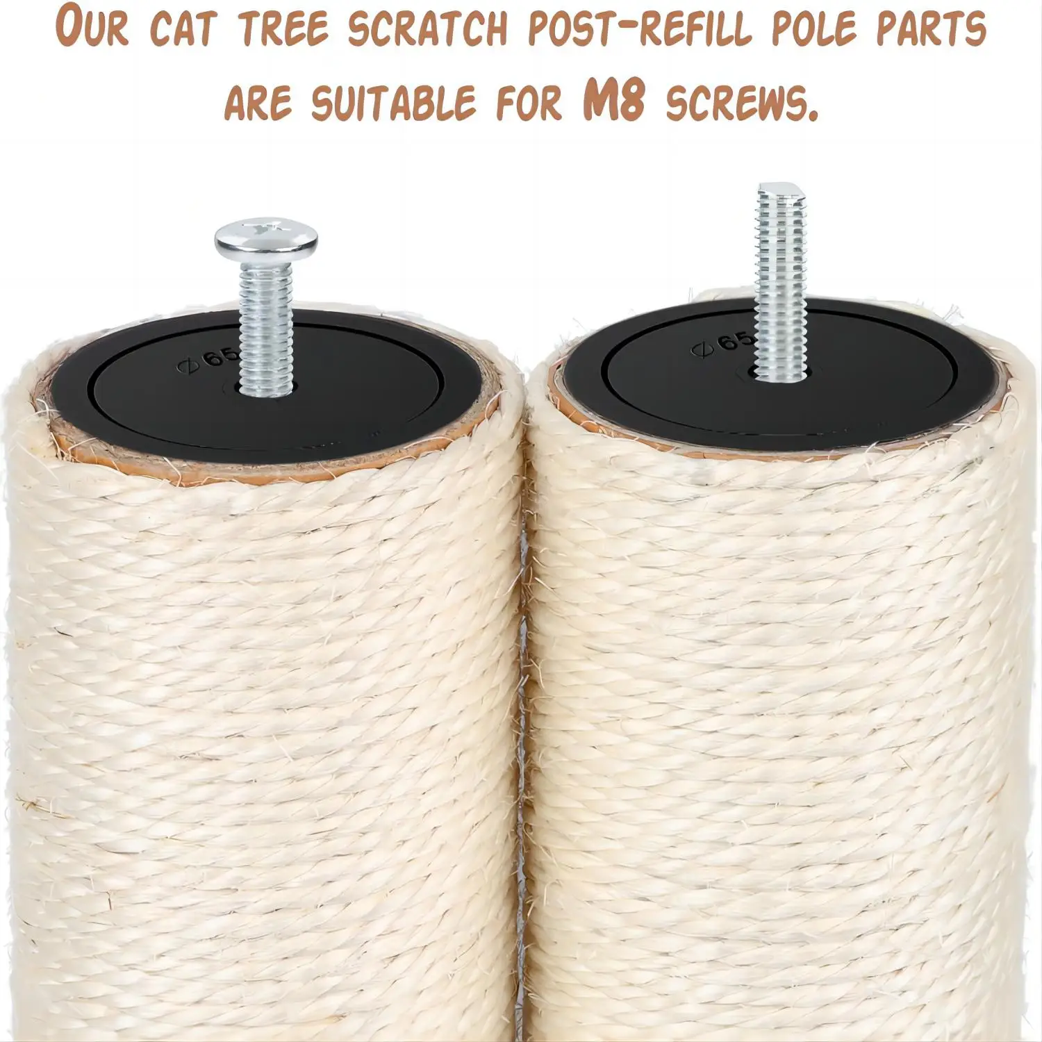 1 Root M8 Cat Scratching Post Replacement, Natural Sisal Cat Tree Post Replacement, Replacement Cat Scratching Post for Kitten