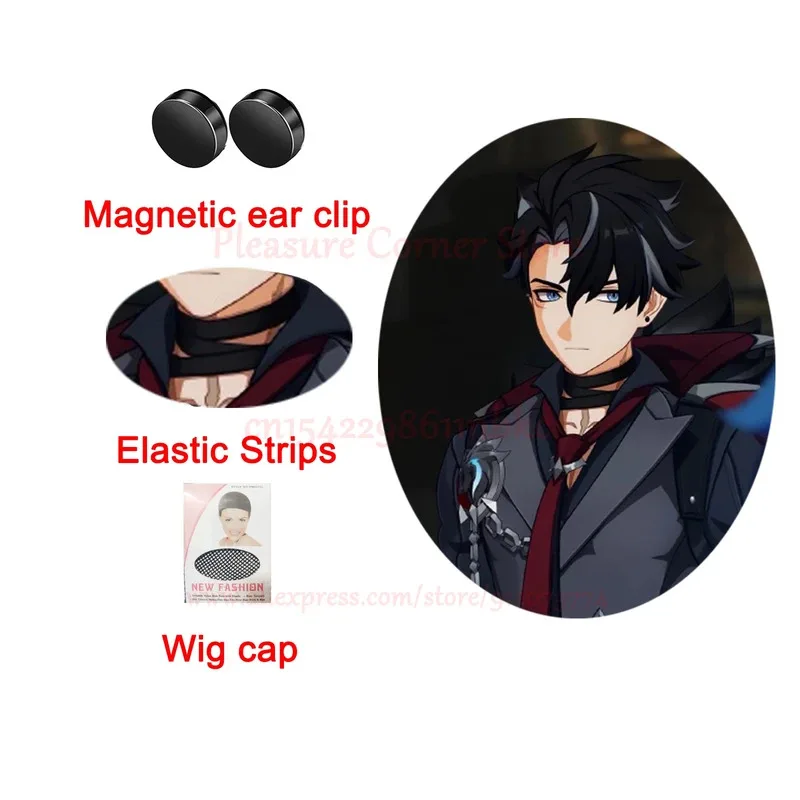 

DY20Game Genshin Impact Fontaine Wriothesley Косплей Парик Черный Градиент Серый Косплей Косплей Парики Термостойкий Синтетический Парик25