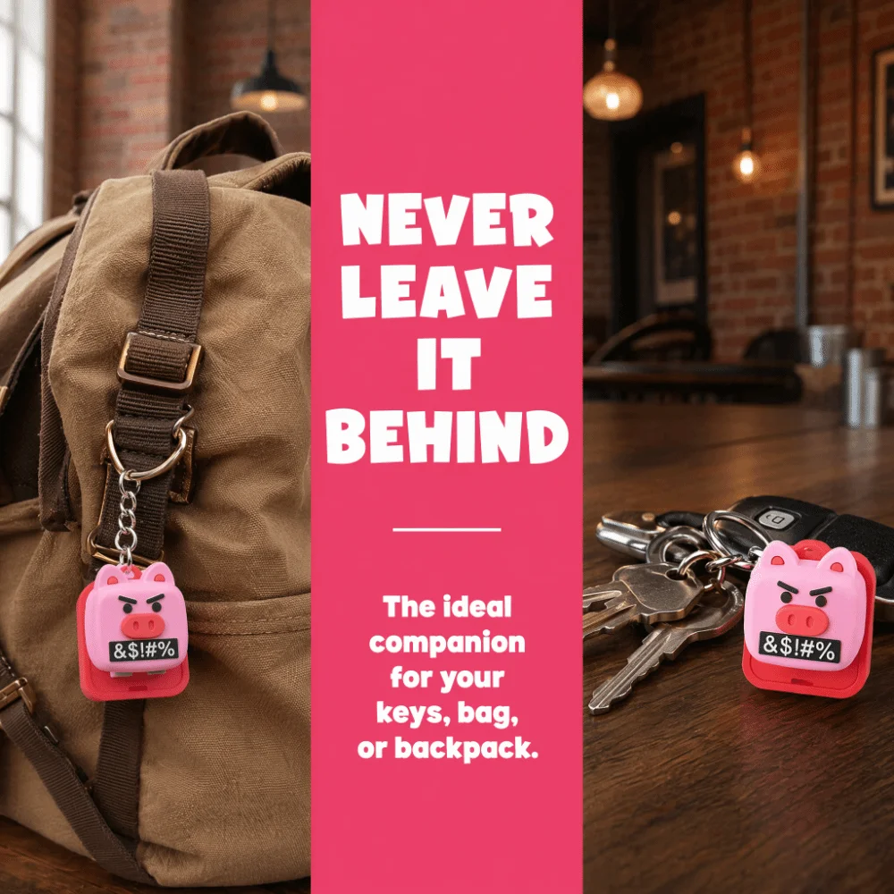 Swear Sound Pink Pig Button Keychain Emitting Sound Light Voice Keyboard Fidget Keychain Muffler Sound Cute Design