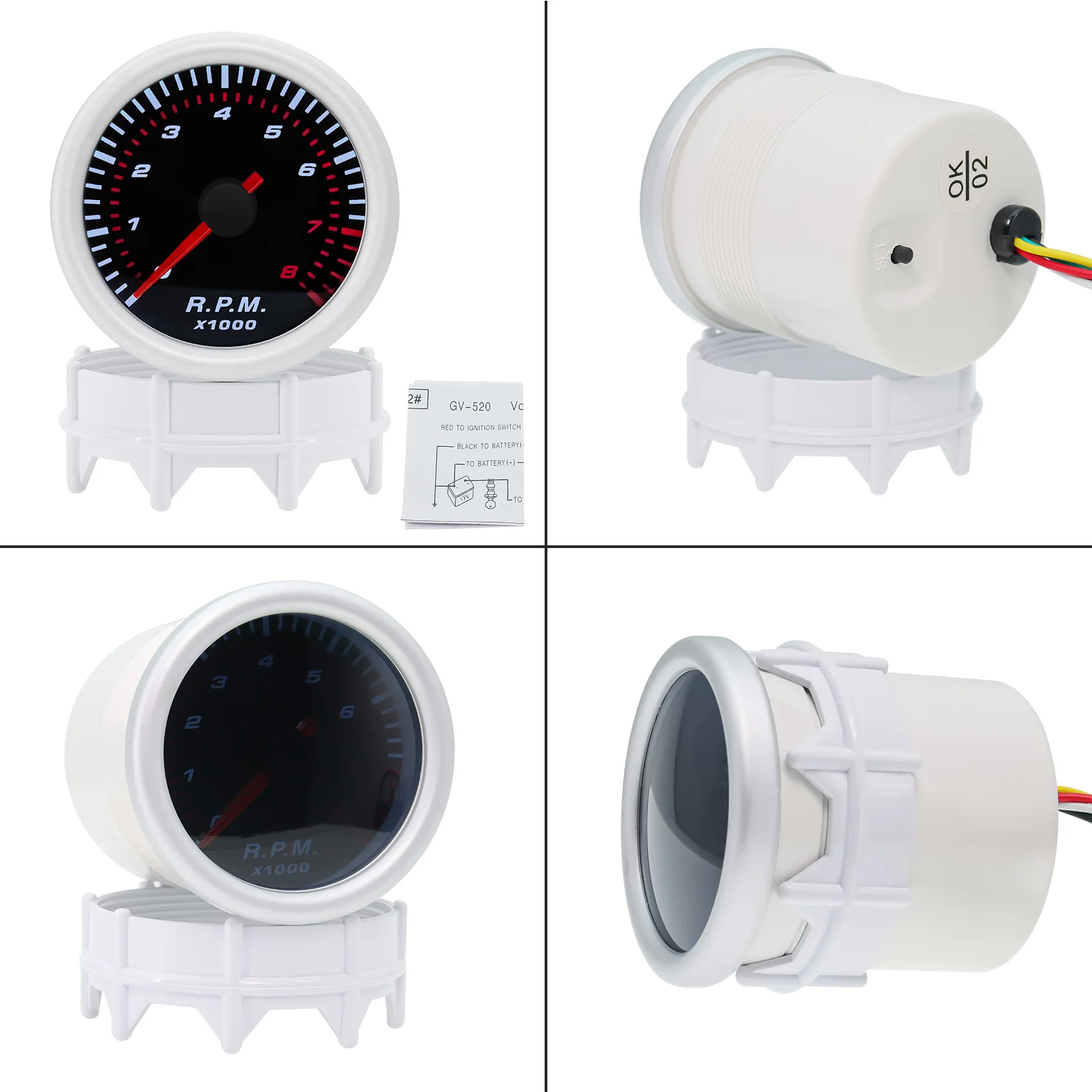 Jauge Universelle de Boost Turbo pour Voiture, 2 Pouces, 52mm, 12V, LED, struction ée, Len -1 ~ 0 ~ 2Bar, Compteur avec Rétroéclairage LED Blanc
