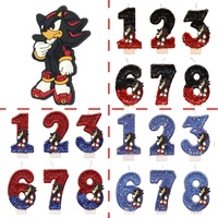 Sonics Number Reusable Candles Set Theme Cake Anime Figure Hedgehog Shadow Tail Party Birthday Decoration Kids Wonderful Gifts