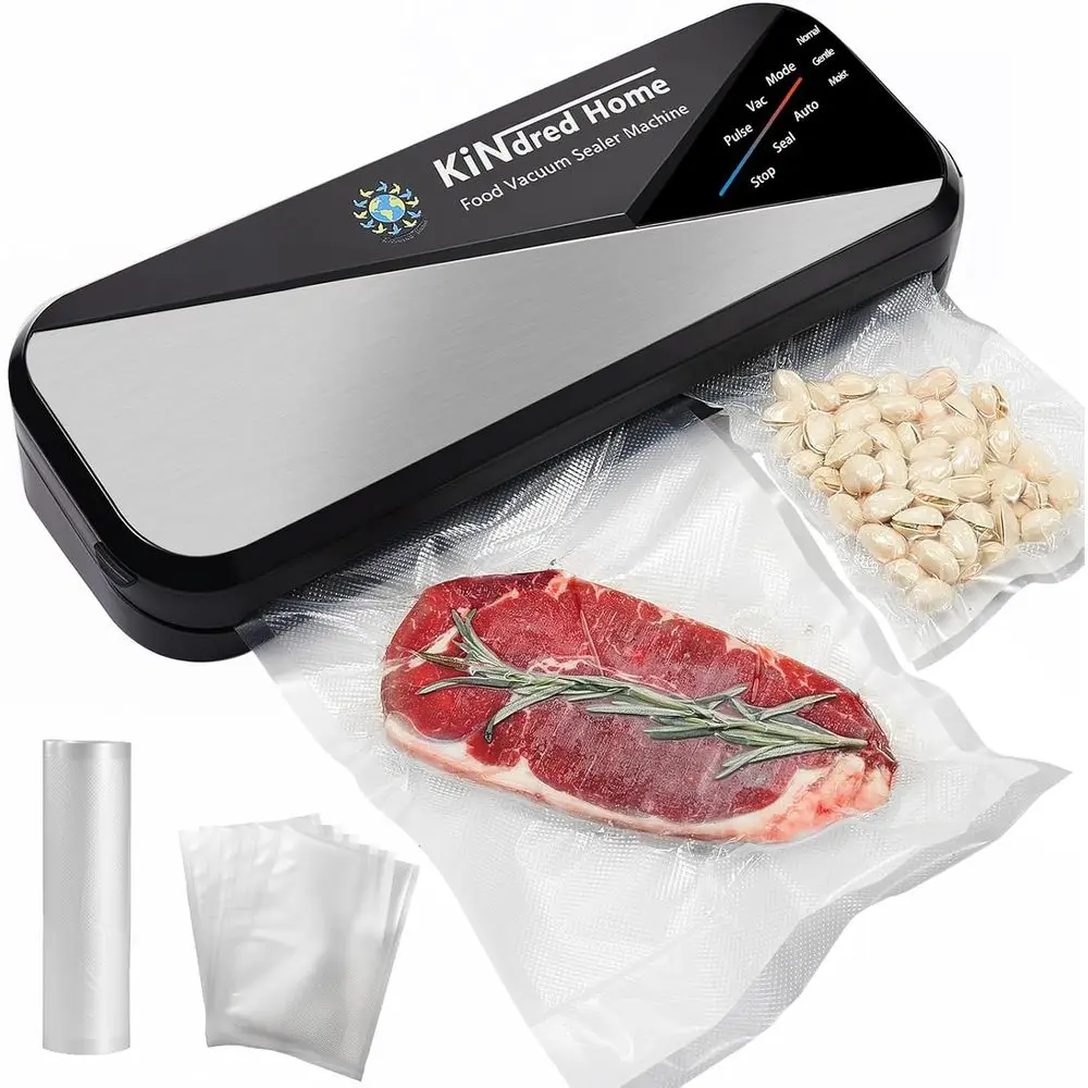 

95kPa Multi-functional Compact Vacuum Sealer with External Vac Function, Dry/Moist Modes, Free 10 Bags and 1 Bag Roll for Food S
