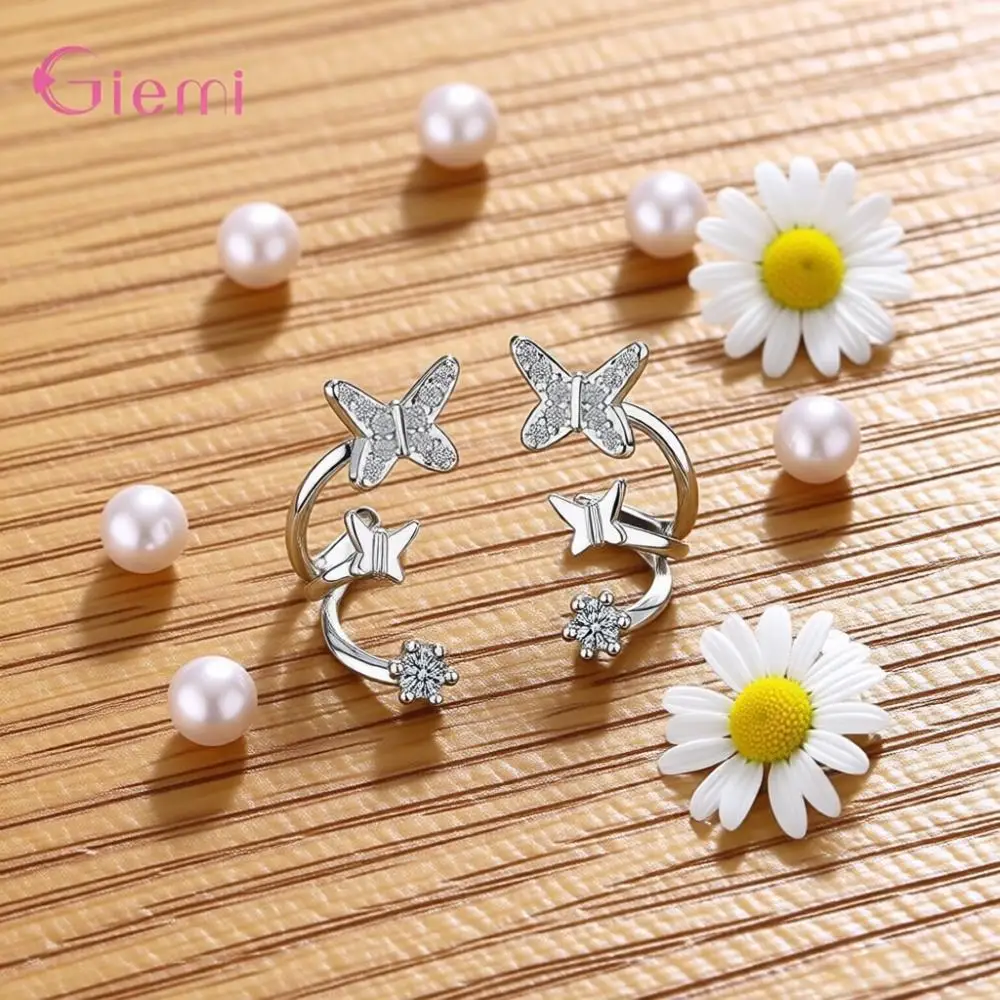 

Изысканные серьги-гвоздики из стерлингового серебра 925 пробы с кристаллами циркона в форме бабочки для женщин и девочек, ювелирные изделия для вечеринок, подарки, аксессуары