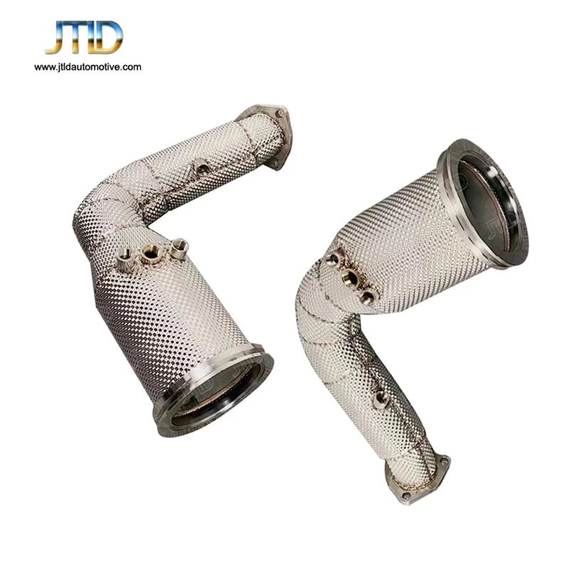 High Flow Stainless Steel Heat Shield Catless Exhaust Downpipe for Audi RSQ8 Opf Down Pipe