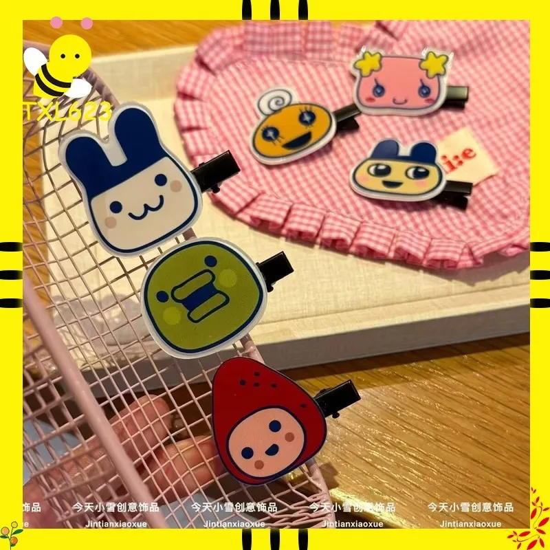 Pinza para el pelo de la serie Tamagotchi, diseño de dibujos animados, pinza de pico de pato, pinza para flequillo lateral, accesorio de pelo lindo y dulce para niña, regalo creativo de artículos de anime