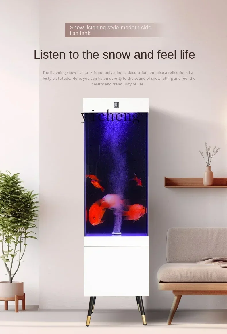 

b135GZ Floor Vertical Super White Glass Fish Tank Change Water Living Room Circulating Bottom Back Filter Strip Cabinet