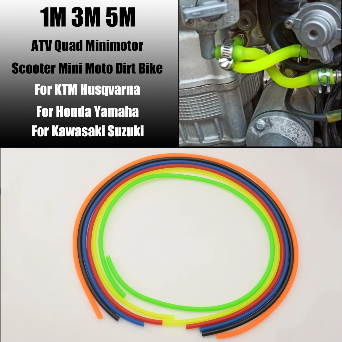 

ATV Scooter 1M-5M Universal Motorcycle Color Petrol Fuel Line Hose Gas Oil Pipe Rubber Soft Tube For KTM Yamaha Kawasaki Honda