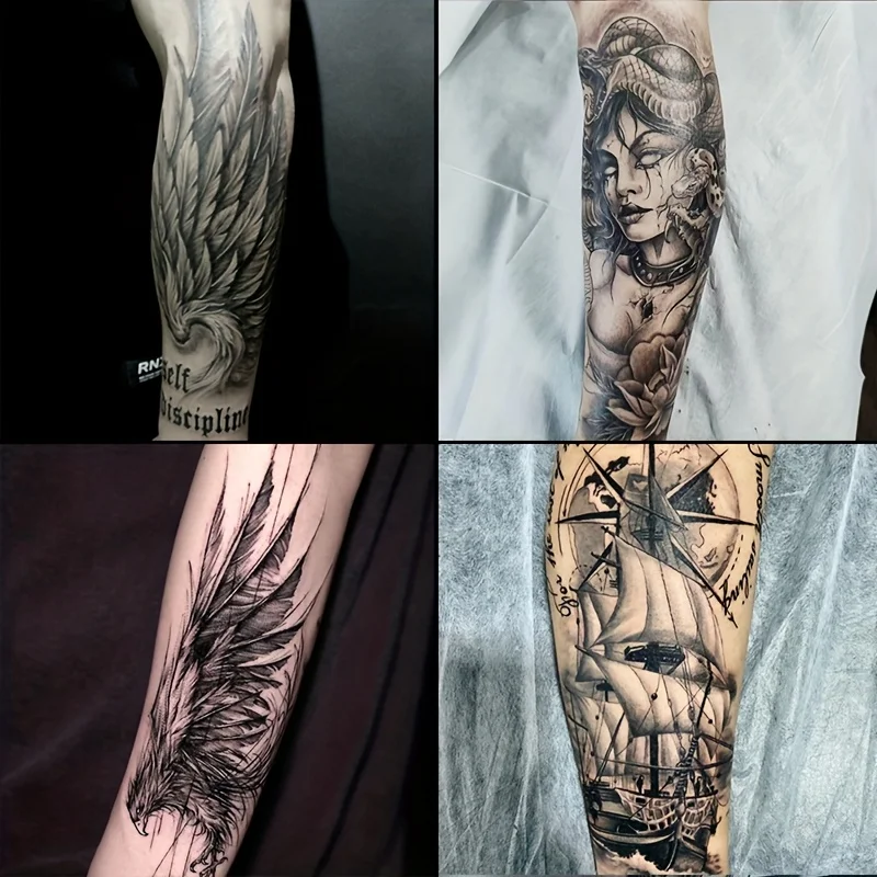 

4 large herbal tattoo stickers, lasting 7 to 15 days, waterproof and wear-resistant, with a realistic effect