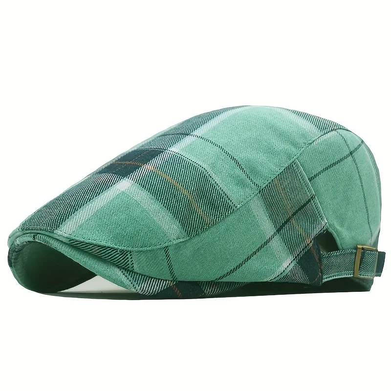 1pc Men\'s Plaid Pattern Flat Cap Newsboy Hat Beret Cabbie Gatsby Cap  hat for men  newsboy cap  gorras  mens hats