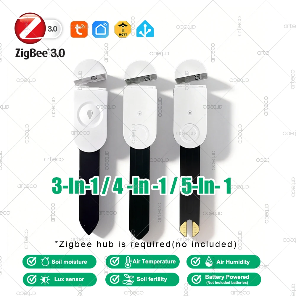 Zigbee Soil Tester Moisture Sensor Temperature Humidity Meter Luminance Fertility Detector For Tuya Smart Life Z2MQTT Automation