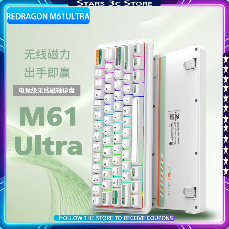 

REDRAGON M61 Ultra Hall Effect Keyboard Wireless Extreme Magnetic Switch PRO Fourth Generation Hall Sensor Gaming Keyboard