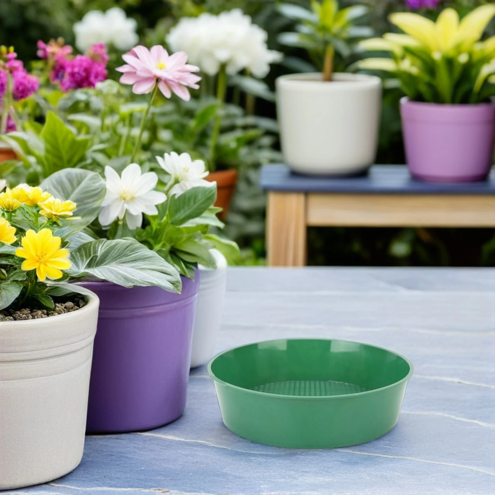 Tamis à mailles de jardin en plastique, outil de tamisage de sol Portable, passoire de sol manuelle de forme ronde pour roches de sable, filtrage des débris, jardinage