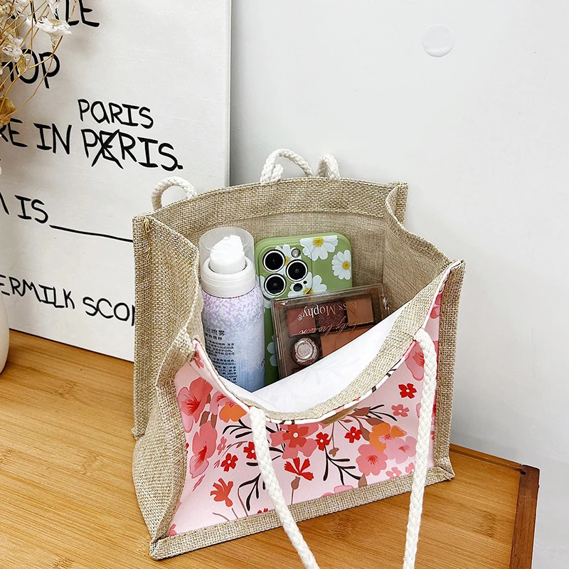 Floral Canvas Bag Women\'S Bag Small Fresh Shoulder Bag Fashionable Tote Bag Large Quility Women Shopping Bag Casual Tote Bag