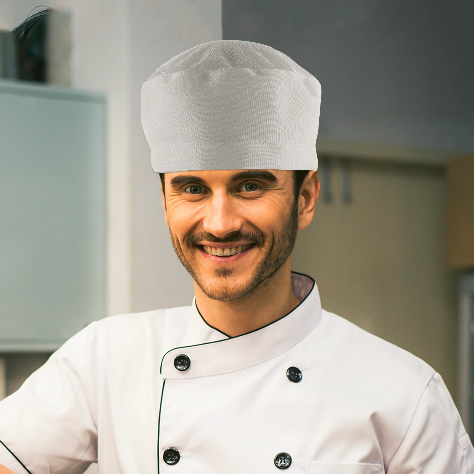 หมวกเชฟ ทนต่อการสึกหรอ ระบายอากาศได้ดี หมวกทำอาหารในครัว สีคลาสสิก เหมาะสำหรับร้านอาหาร คาเฟ่ บาร์บีคิว หมวกเชฟ