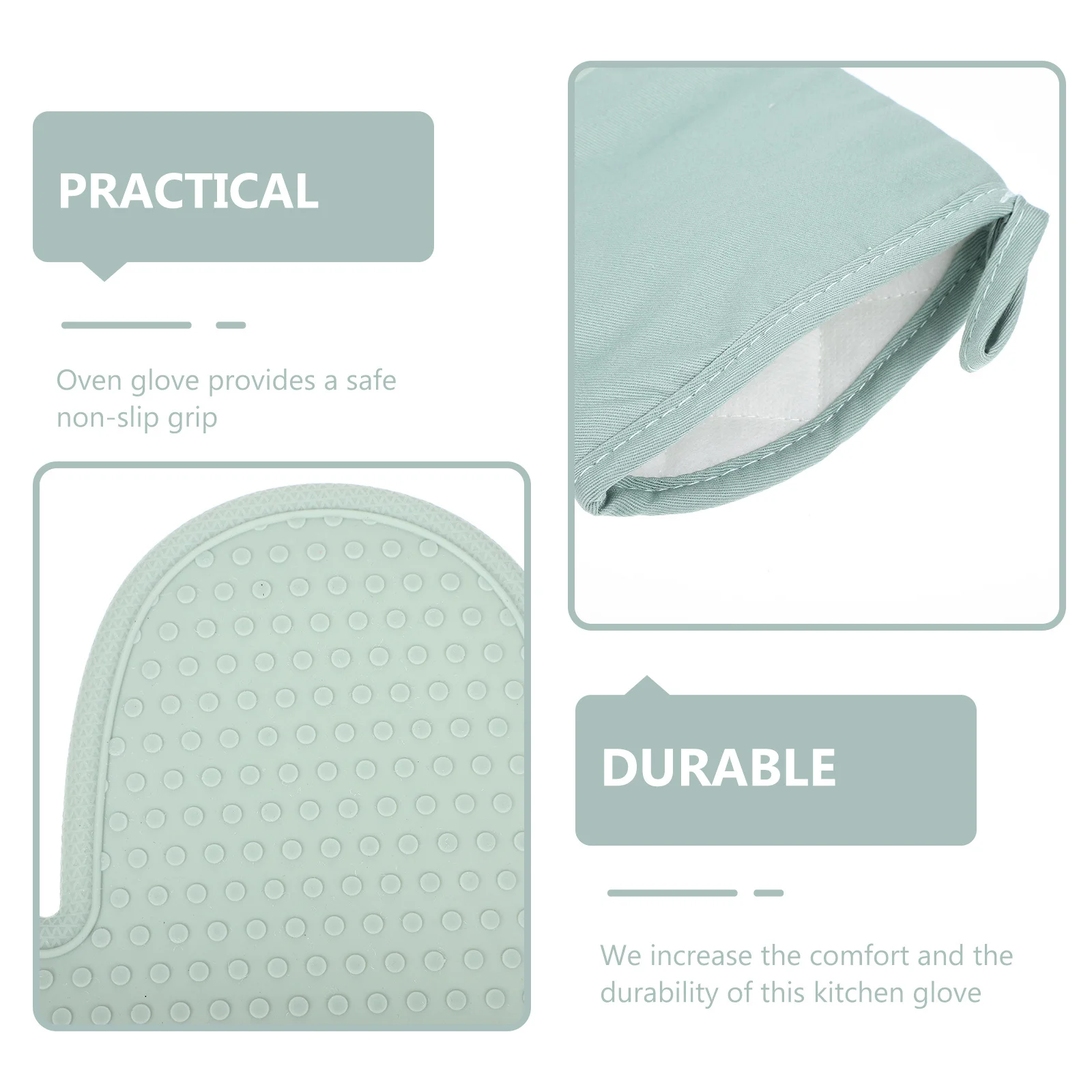 

2Pcs Non-Slip Heat-Resistant Oven Gloves Anti-Scald Baking Mitts Insulation Gloves for Microwave and Grill Green Egg Accessories