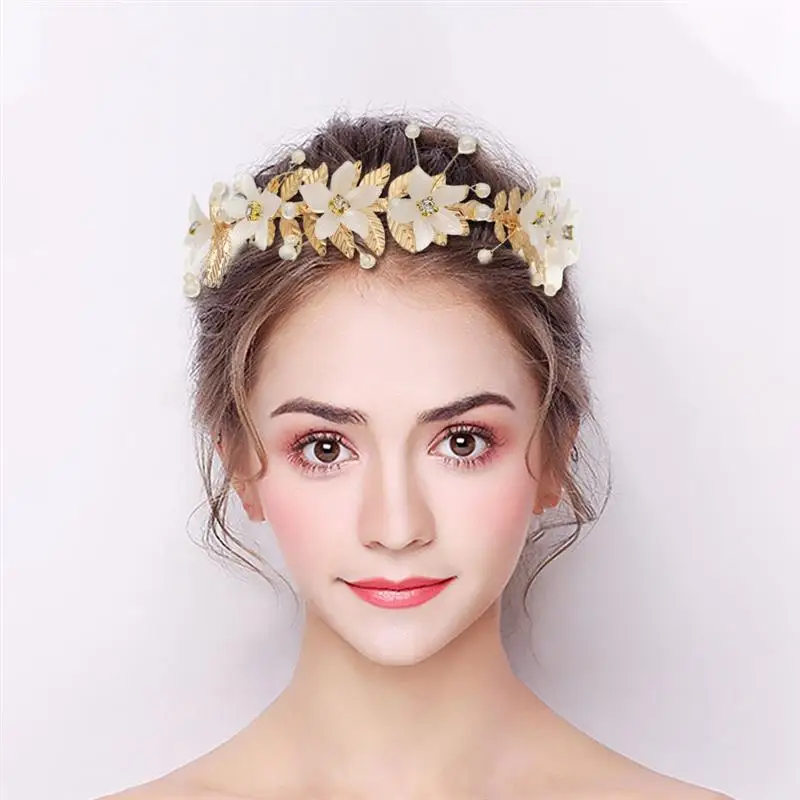 Wedding Flower Headband Elegant Bridal Headpiece Tiara Hair Ornament For Bride Leaf Hairbands Butterfly Headbands For Women Girl