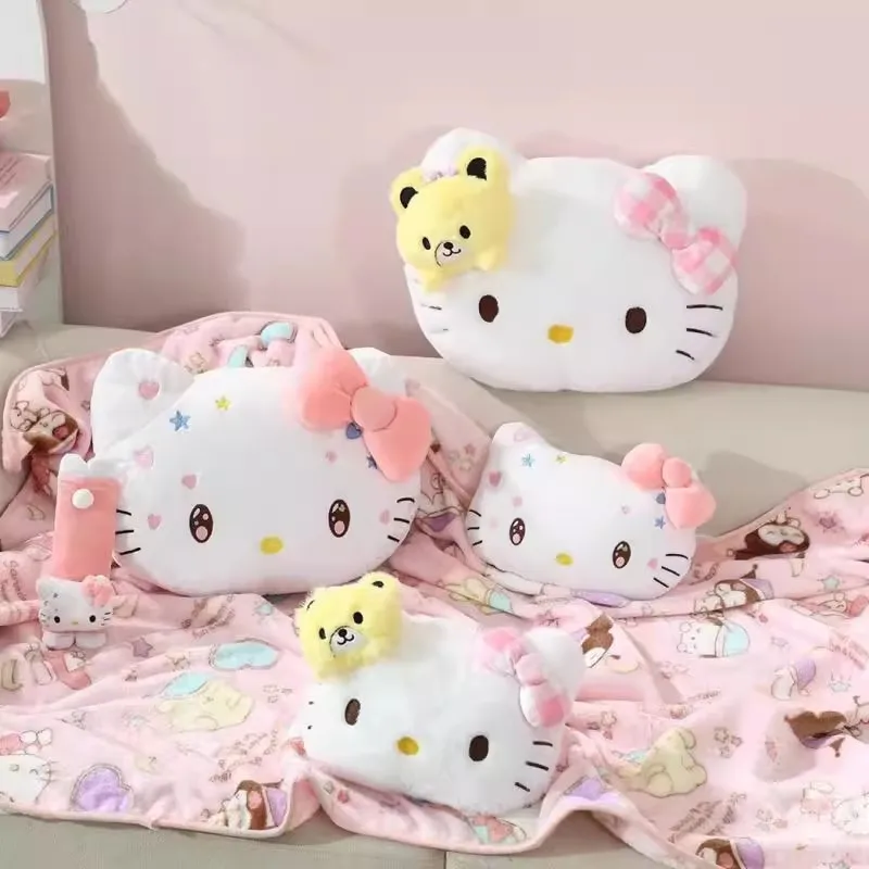 

Sanrio New Cartoon Cute Hello Kitty Plush Doll Pillow Sofa Cushion Air Conditioning Blanket Quilt Office Nap Blanket Two In One.