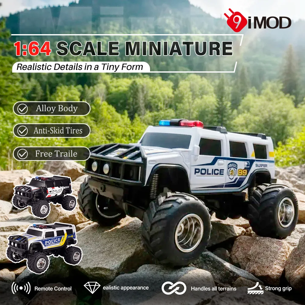 

9imod RC Police Car 2.4G APP Control Off Road Truck w Lights Trailer Toy