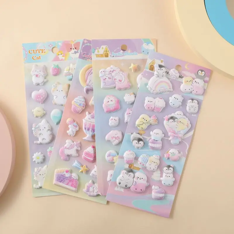 

10pcs 3d Cartoon Animal Bubble Stickers Children'S Scrapbooking Decorative Decals Kindergarten Students Reward Adhesive Paper