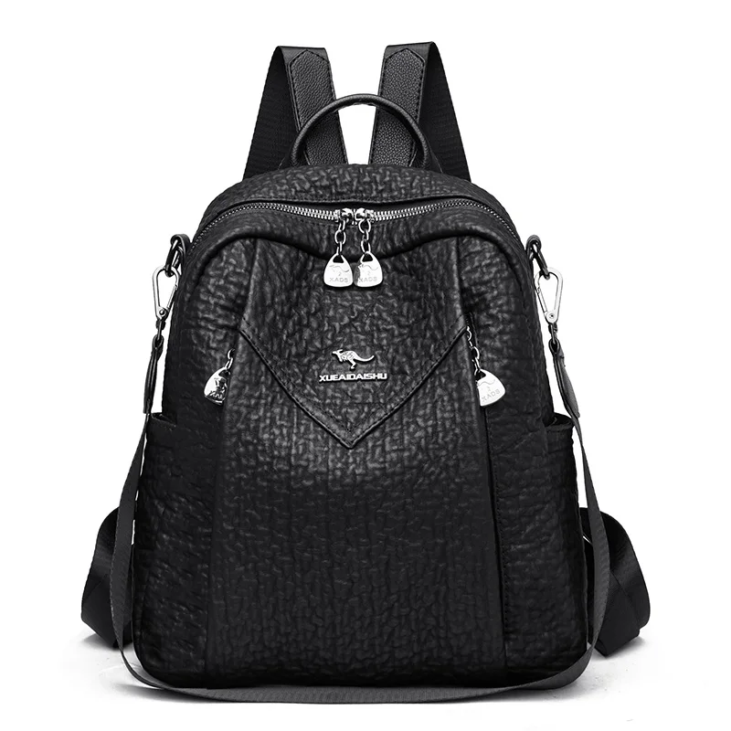

2024Female Women's BagsPU Backpack Shoulder Travel Bag Fashion Large Capacity With Multiple Compartments Chest Pack Shoulder Bag