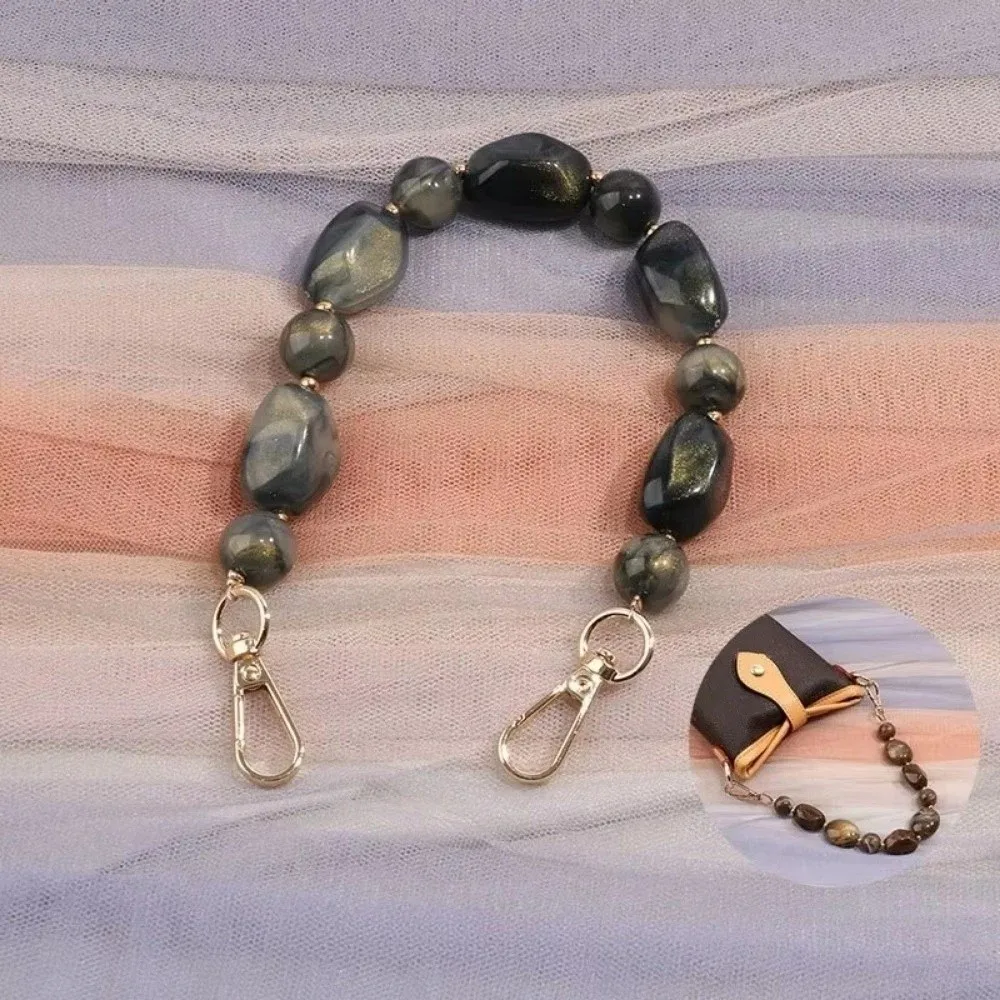 

Amber Color Beads Handbag Chain Replacement Acrylic Resin String Chain Flowing Light Gold Woman Bag Parts Bag Accessories