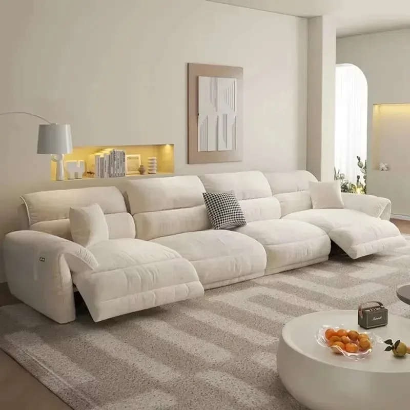 Microfiber Beige Electric Sofa Armrest Waterproof Relax Luxury Modern Recliner Sofa Loveseat Sleeper Divano Di Lusso Furniture