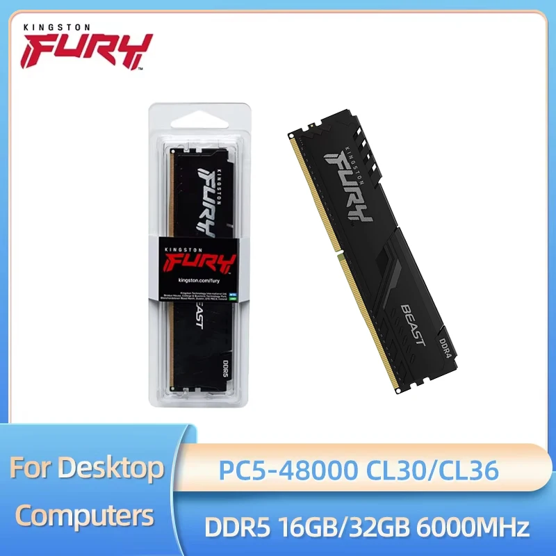 Kingston FURY Beast DDR5 RAM 16GB 32GB 6000MHz CL30 CL36 AMD EXPO Speicherprofile 288-Pin DIMM PC5-48000 DDR5