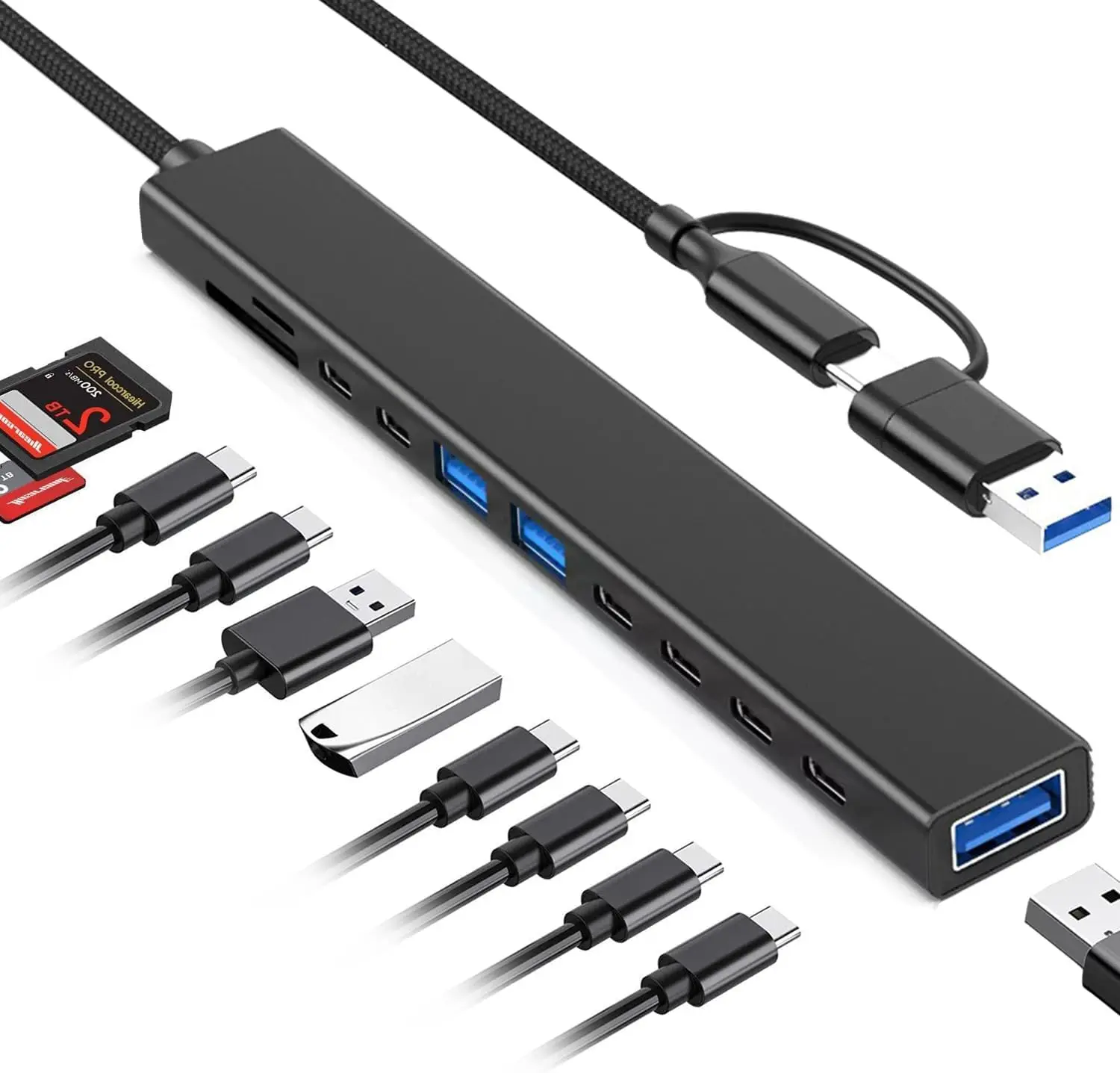 ノートパソコン、macbook、ipad-pro用のsdカードリーダー付き11-in-1-usb-cハブ