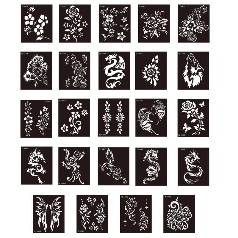 

Y1UF Self-Adhesive Tattoos Stencil Temporary Tattoos Stickers Hennas Tattoos Template