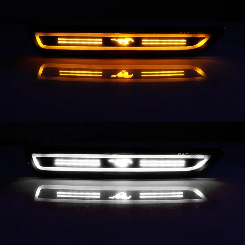Car Front Rear Fender Side Marker Turn Signal Lights w/ Horse logo LED Parking Lights For Ford Mustang 2010 2011 2012 2013 2014