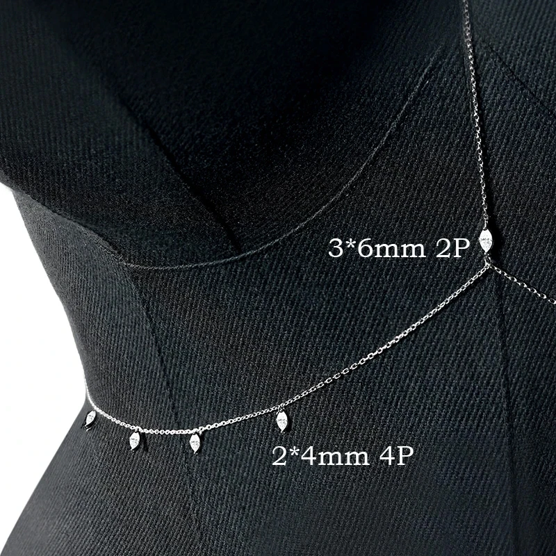 Smyoue Marquise Cut All Moissanite Lab Diamond Body Chain for Women Adjustable Sexy Body Jewelry 925 Sterling Silver Plated 18K - Image 3