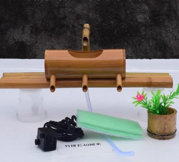 Bamboo Tube Desktop Water Fountain Feng Shui Ornament Home Office Decor Lucky Waterscape Store Opening Gift - view 6