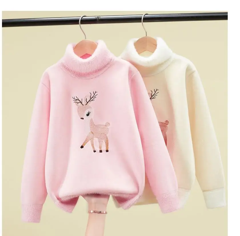 

High collar add cashmere bottom unlined upper garment big children outfit fashionable autumn and winter