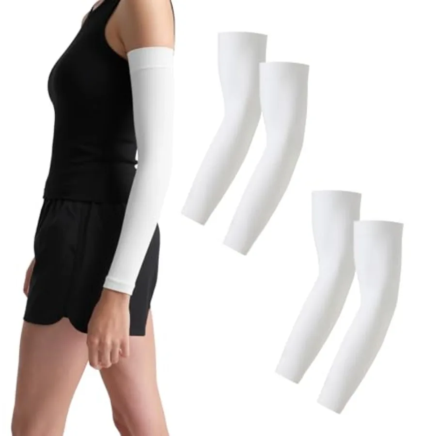 MONFOOT Arm Sleeves, UPF UV Protection Cooling Compression Arm Sleeves for Men and Women, Sports Sun Sleeves, 2-Pack