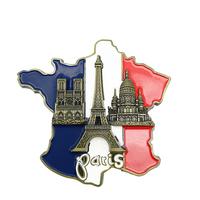 1 Pc New Creative 3D Metal Magnet France Map Fridge Sticker Resin Sticker Paris Tourist Souvenir Home Decor