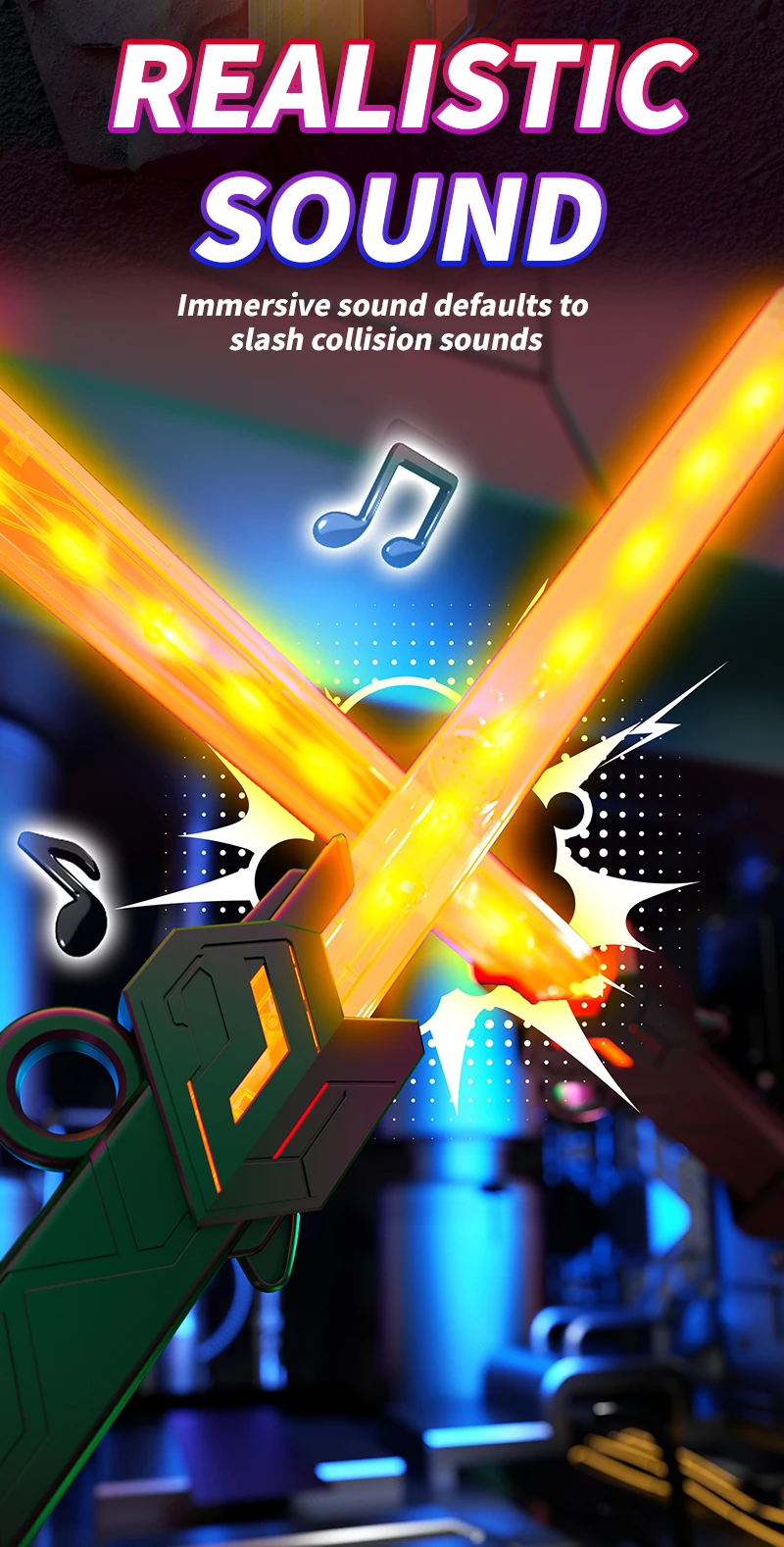 Laser-Schwert mit Doppelkopf, Teleskopisch, Farbige LED, 2-in-1 Rotierendes Dekompressionsschwert, Leuchtendes Musikalisches Schwert für Kinder und Erwachsene, Cosplay-Requisite, Geschenk – Detail 8