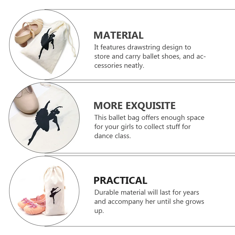 2 pçs sacos de sapato de cordão de balé pointe saco de armazenamento de sapato acessórios de dança para pequeno saco de cordão de balé