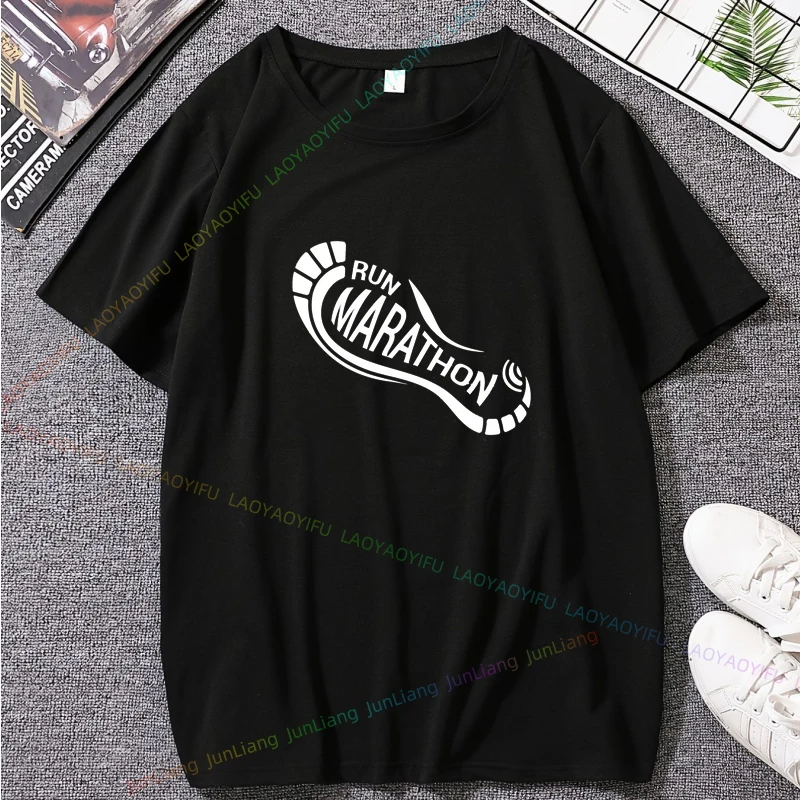 Fun Running Marathon Shoes Oversized T-shirt Run Vintage Runer Men's Shirts Unisex Man Clothes Top Women Short Sleeve Tee Tops