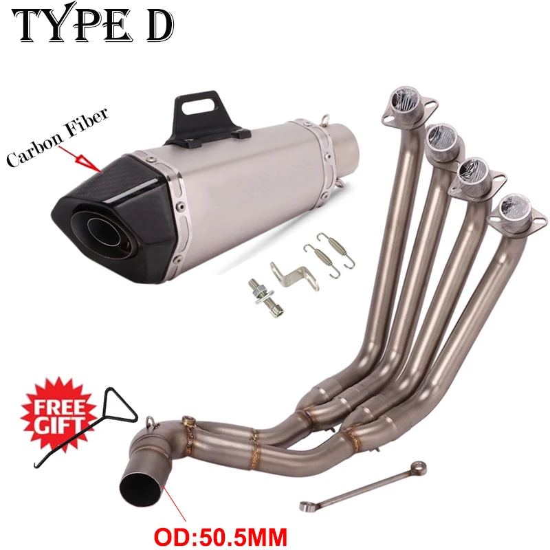 Full Systems For Honda CBR650R CBR650F CB650R CB650F Motorcycle Full Exhaust Front Middle Link Pipe And Carbon Muffler DB Killer