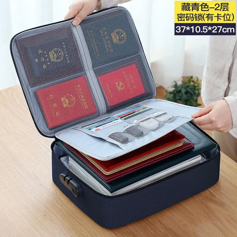 With Lock Document Storage Bag Certificate File Organizer Case Home Travel Passport Briefcase Card Passport Bag Finishing Bag