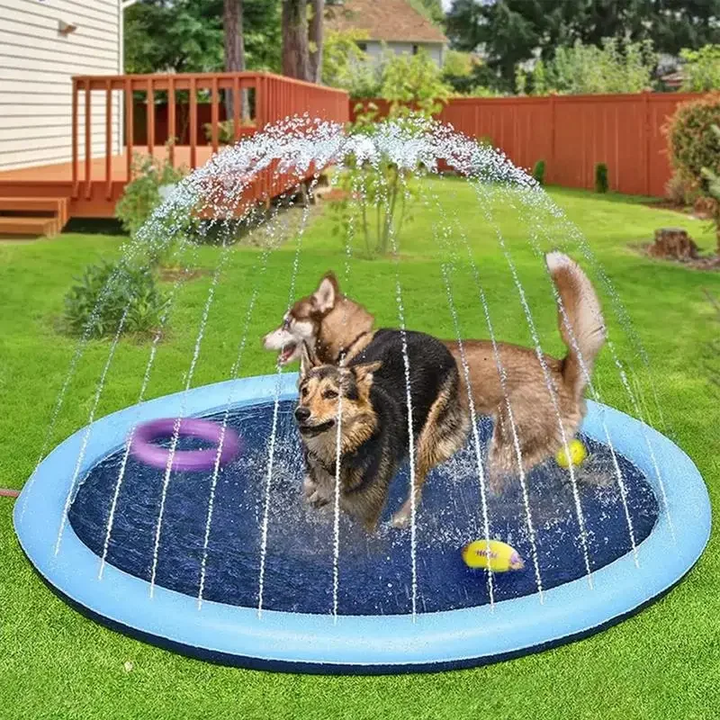 100/150cm Summer Swimming Pool Inflatable Water Sprinkler Pad Cooling Mat Outdoor Interactive Fountain Toy For Pet Dogs kid