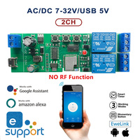 2CH Ewelink Smart Remote Control Wireless Wifi Switch Module DC7-32V 2200W Receiver 10A WiFi Relay For Alexa DIY