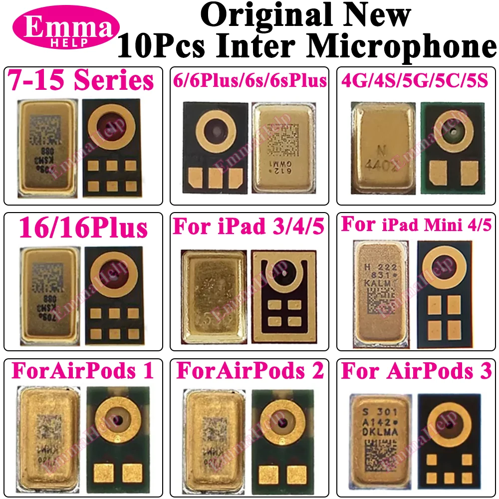 

10Pcs Speak Microphone Inner For iPhone 11 12 13 14 15 Pro Max X XS XR 7 8 Plus 4 5 SE ipad 3 4 5 Chip Fix Parts On Flex Cable