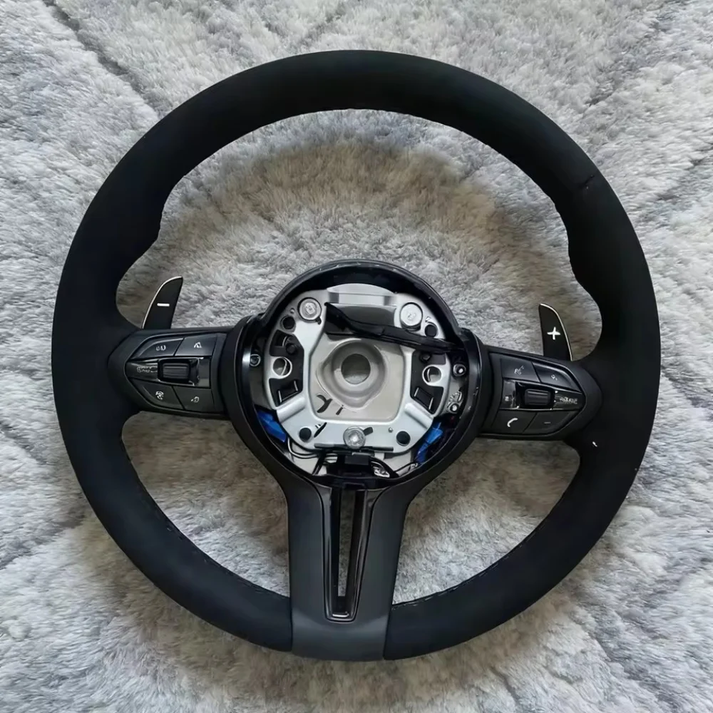 With Paddles Interior M Sport M3 M5 F20 F22 F23 F33 F34 X1 F48 X5 F15 X3 F25 F80 E90 E70 E84 Suede Steering Wheel For BMW F30 - view 4