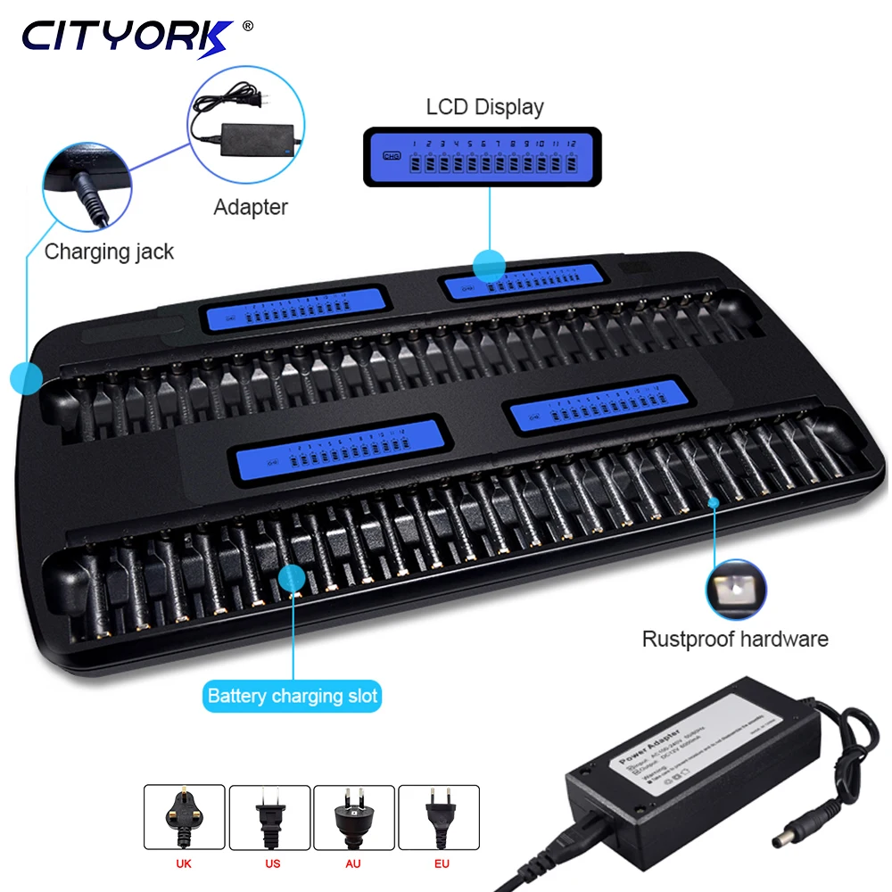 12-48 Slots LCD Smart Battery Charger KTV Dedicated Fast Charge Discharge for 1.2V AA AAA Ni-MH Ni-CD Rechargeable Battery