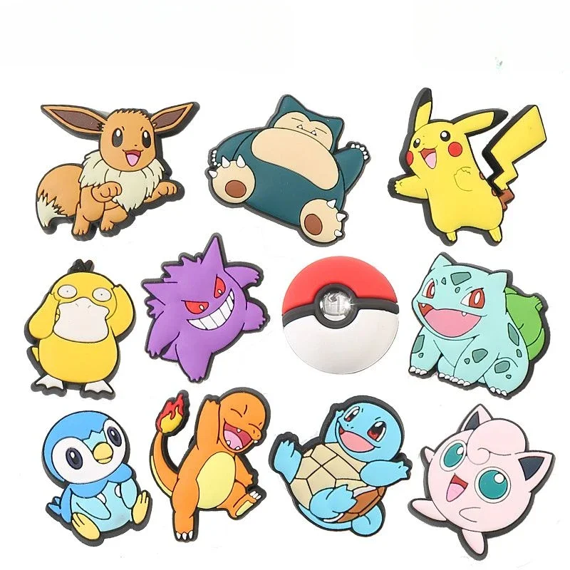 Pokémon Anime Peripherals Pikachu Gengar Psyduck Mewtwo Cartoon Originality Modelling KawaiiDIY Slipper Snap Button Accessories