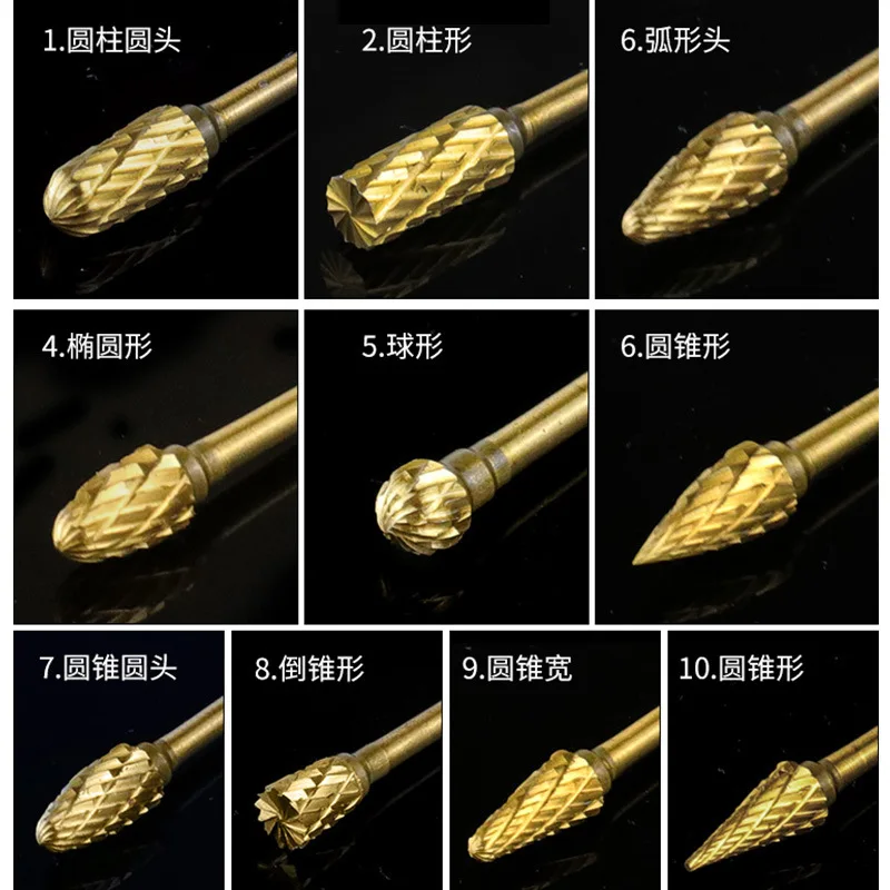 Alloy rotary file grinding head wood carving tool milling cutter root carving knife welding double groove double pattern grindin