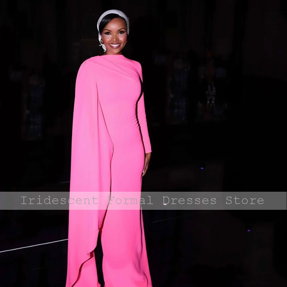 ชุดราตรีเจียมเนื้อเจียมตัว O คอยาวแขนยาวคอลัมน์ชุดราตรีสําหรับผู้หญิง 2025 Draped Elegant Celebrity Dresses ยาว