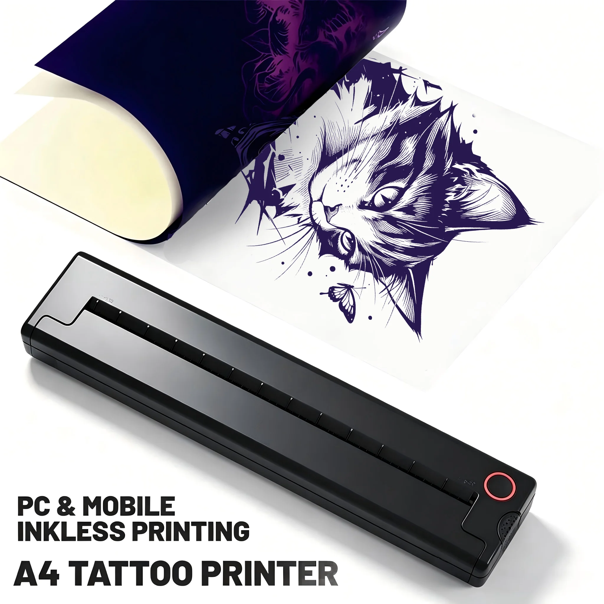 Portable A4 Thermal Printer Bluetooth Multifunctional Mini Printer for Photos PDF Document Printing Home Office School Travel